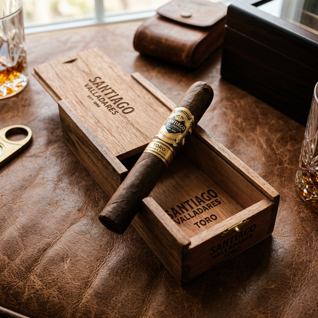 Santiago Valladares Habano cigar — Cigar and band detail