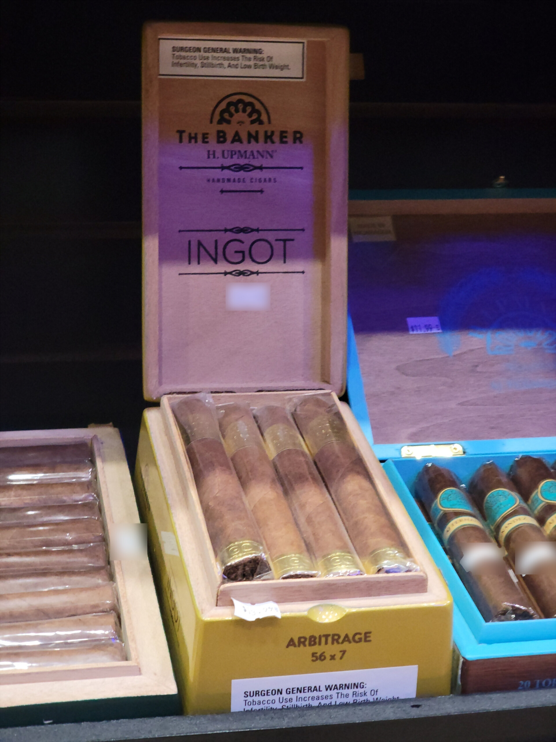 The Banker box from a second angle, the gold foot bands facing the camera